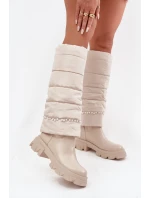 Dámské zimní kozačky s korálky světlá béžová model 21714762 - Boto