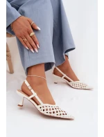 Pletené dámské sandály na podpatku zlaté Selinae