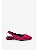 Kožené semišové sandály na plochém podpatku s ozdobným květem Vinceza 66951 Fuksie