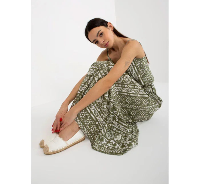 Dámské šaty D73771R30313B khaki - FPrice Dámské šaty D73771R30313B khaki - FPrice