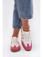 Dámské kožené tenisky ažurové Zazoo – bílo/růžové Dámské kožené tenisky ažurové Zazoo – bílo/růžové