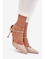 Dámské lakované lodičky s páskem - béžové Tarilin Dámské lakované lodičky s páskem - béžové Tarilin