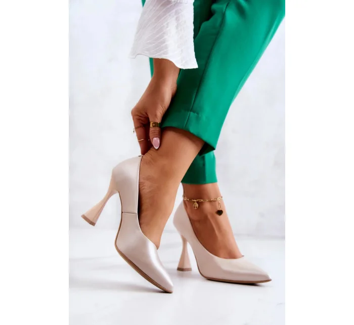 Dámské lodičky na jehlovém podpatku 6AD/23 Béžová - LEWSKI