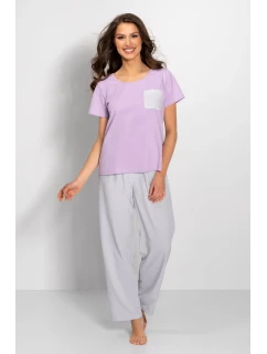 Pyžamo Caroline fialová-šedá - Momenti Per Me