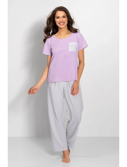 Pyžamo Caroline fialová-šedá - Momenti Per Me Pyžamo Caroline fialová-šedá - Momenti Per Me