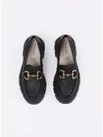 Komfortní  mokasíny dámské černé platforma