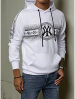 Pánská mikina s kapucí s potiskem bílá FashionStreet BX5567 Pánská mikina s kapucí s potiskem bílá FashionStreet BX5567