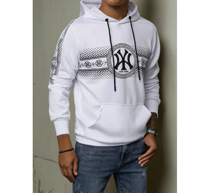 Pánská mikina s kapucí s potiskem bílá FashionStreet BX5567 Pánská mikina s kapucí s potiskem bílá FashionStreet BX5567