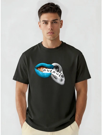 Tshirt męski oversize bawełniany z nadrukiem czarny model 22216228 - FashionStreet Tshirt męski oversize bawełniany z nadrukiem czarny model 22216228 - FashionStreet