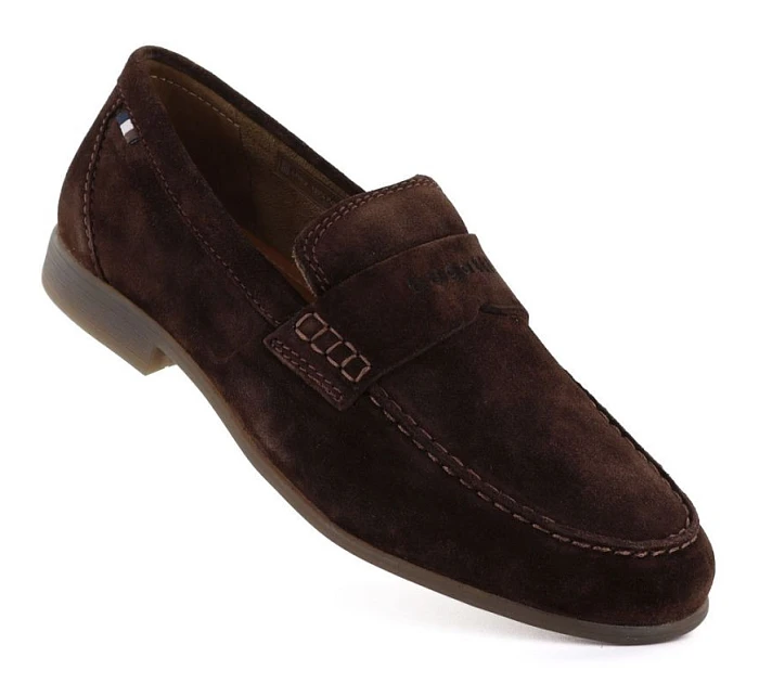 Pánské mokasíny Bugatti model 22072453 z měkkého semiše v čokoládové barvě