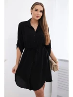 Šaty se zapínáním na knoflíky a zavazováním v pase černý