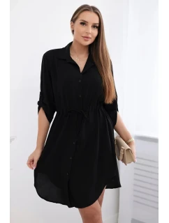 Šaty se zapínáním na knoflíky a zavazováním v pase černý