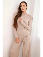 Dámský bavlněný komplet s a širokými kalhotami model 21472125 - K-Fashion Dámský bavlněný komplet s a širokými kalhotami model 21472125 - K-Fashion
