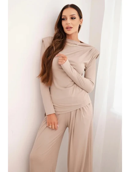 Dámský bavlněný komplet s a širokými kalhotami model 21472125 - K-Fashion Dámský bavlněný komplet s a širokými kalhotami model 21472125 - K-Fashion