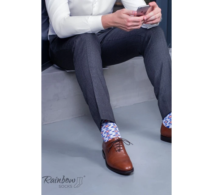 Duhové Rainbow Socks Ponožky V Geometrických Vzorech 3 Párů