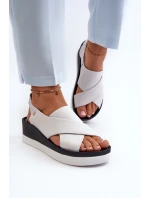 Zazoo 40256 Kožené Sandály Na Klinu Bílé