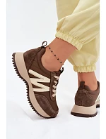 Dámské semišové tenisky na platformě Vinceza 41521 Hnědé