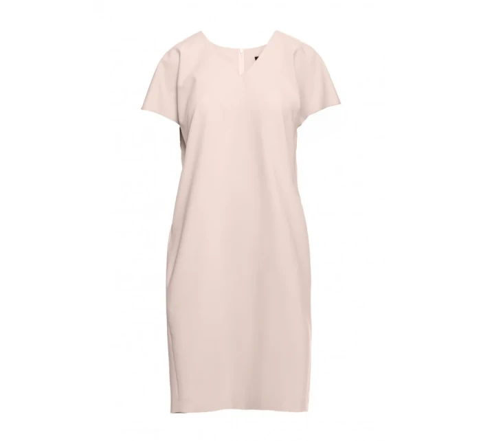 model 20966008 Šaty uvolněného střihu s výstřihem do V béžové - STYLOVE