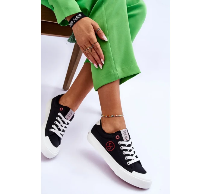 Dámské Cross Jeans Fabric Sneakers LL2R4044 Černé Dámské Cross Jeans Fabric Sneakers LL2R4044 Černé