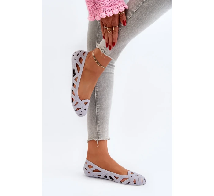 Dámské Gumové Balerínky Šedá Salamová Dámské Gumové Balerínky Šedá Salamová