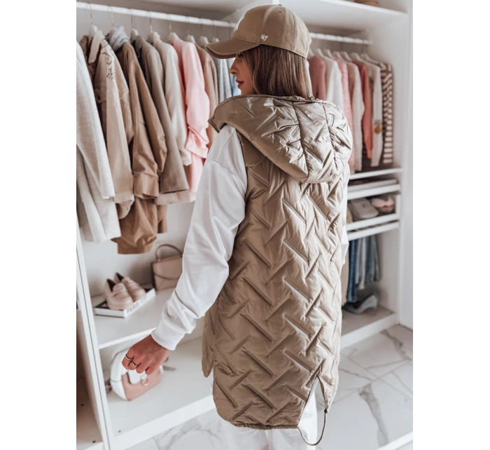 Dámská přechodná prošívaná vesta GRANDI camel FashionStreet TY4829