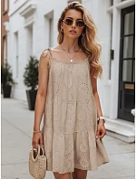 Letní dámské bavlněné vzdušné šaty v béžové barvě FashionStreet EY2675 Letní dámské bavlněné vzdušné šaty v béžové barvě FashionStreet EY2675