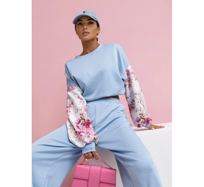 Ležérní souprava s rukávy a širokými nohavicemi modré barvy model 22049177 - Moon