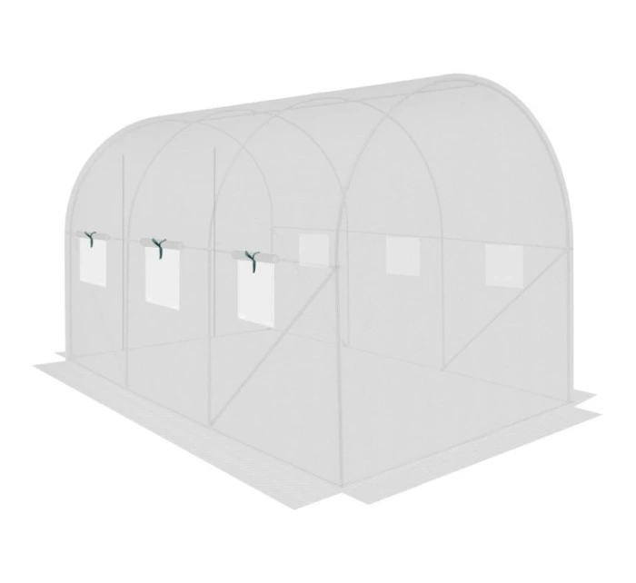 SKLENÍK ZAHRADNÍ TUNEL 200X300X200CM PE KONSTRUKCE BÍLÁ OCEL