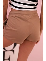 Dámské bavlněné šortky s tkaničkou camelové