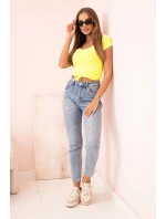 Dámská klasická bavlněná blůza s krátkým rukávem modrá