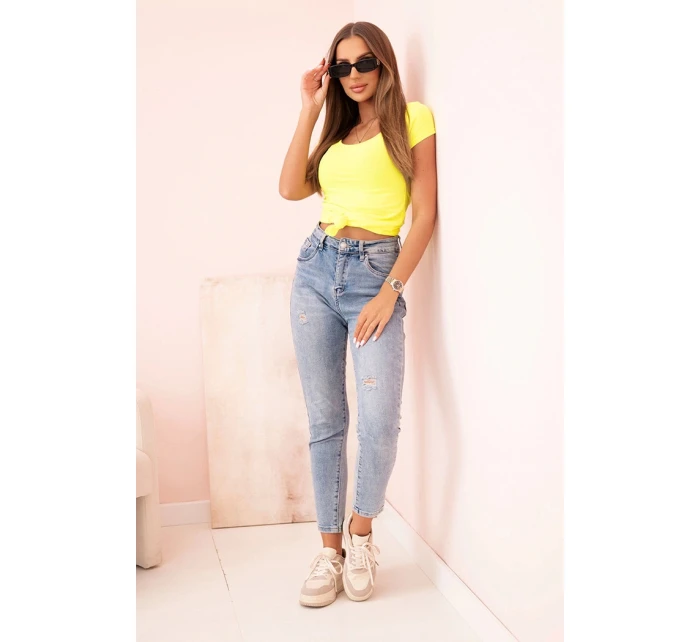 Dámská klasická bavlněná blůza s krátkým rukávem modrá