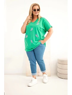 Dámská bavlněná halenka Plus Size s model 22185743 zelená - K-Fashion