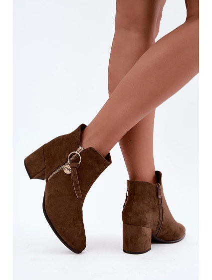 Dámské zateplené kozačky na podpatku Khaki model 22359734 - Boto Dámské zateplené kozačky na podpatku Khaki model 22359734 - Boto