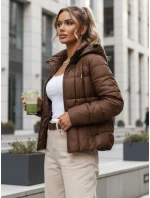 Dámská prošívaná bunda s kapucí hnědá FashionStreet TY5590