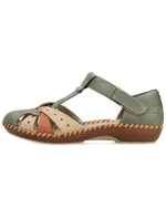 Sandały damskie komfortowe na rzepy zabudowane palce zielone Rieker M1655-54