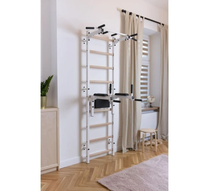 GYMNASTICKÝ ŽEBŘÍK S TYČÍ A MADLEM PRO CVIČENÍ NA LAVIČCE 722W