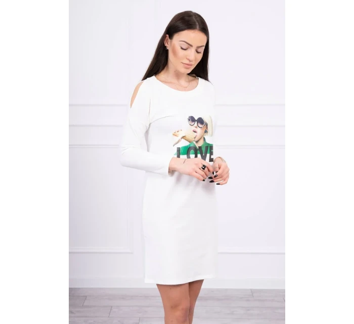 Šaty s potiskem Love ecru Šaty s potiskem Love ecru