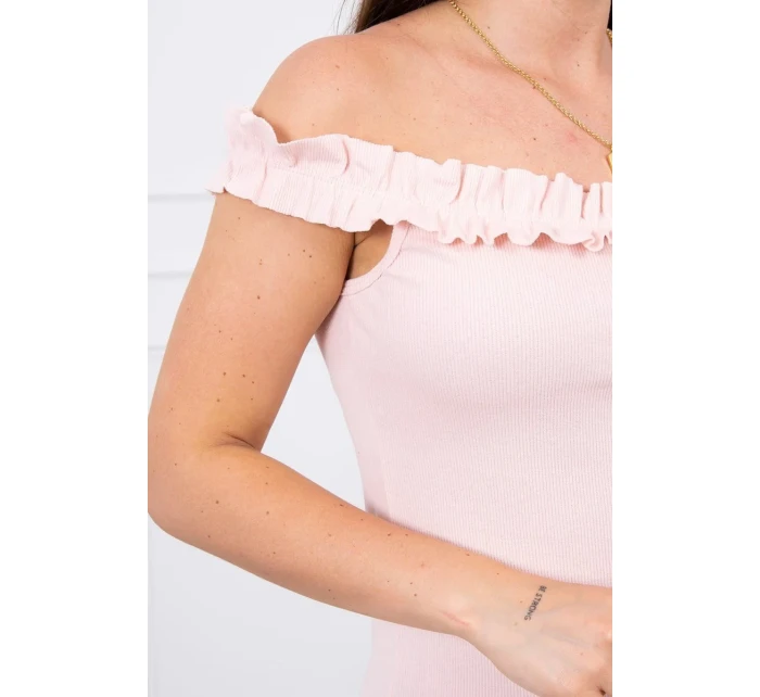 Španělské šaty s volánky pudrově růžové Španělské šaty s volánky pudrově růžové