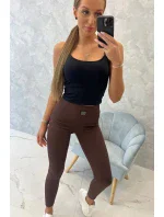 Pruhované legíny hnědé