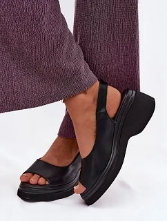 Kožené sandály na platformě Vinceza 66936 Černé