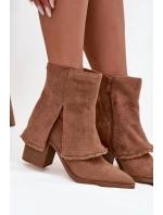 Dámské kotníkové botky na podpatku Idalia – světle hnědé