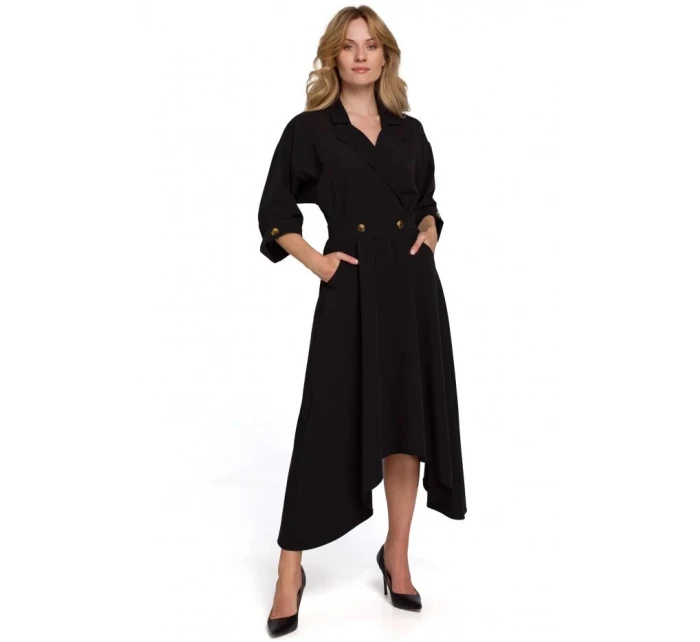 Dámské šaty s ozdobnými knoflíky K086 béžové - Makover