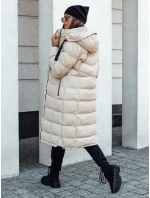 Dámská prošívaná zimní bunda s kapucí MENSI béžová FashionStreet TY4585