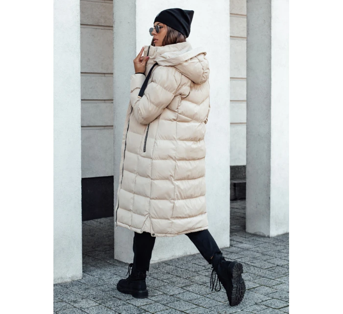 Dámská prošívaná zimní bunda s kapucí MENSI béžová FashionStreet TY4585