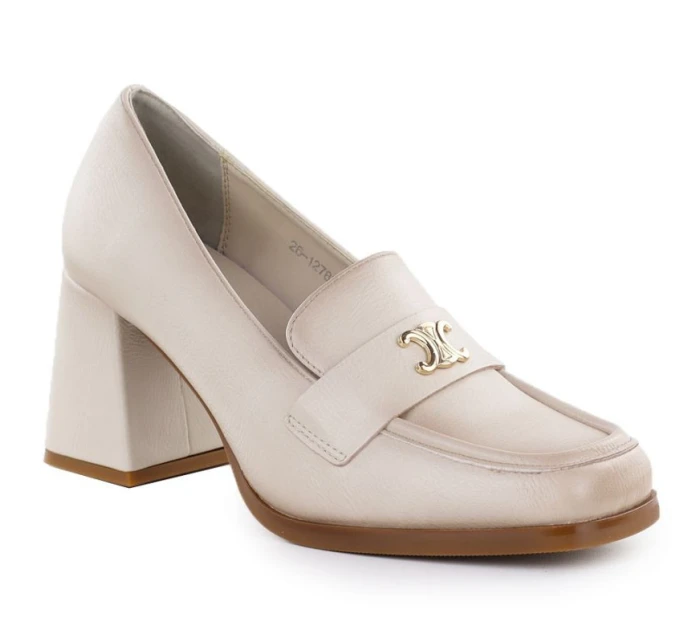 Dámské mokasíny na podpatku béžové model 21948506 - Potocki