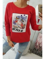 Halenka s grafikou 3D Watch červená Halenka s grafikou 3D Watch červená