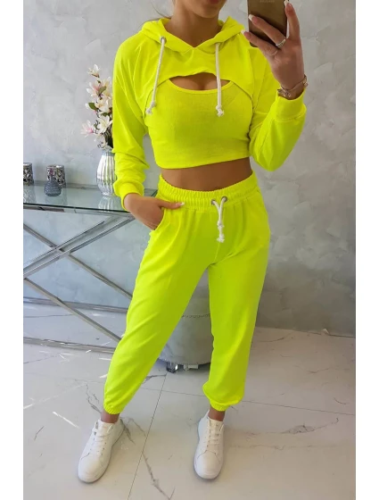 Bavlněná 3dílná sada žlutá neonová