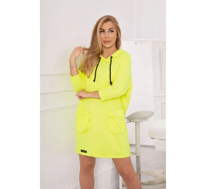 Šaty s kapucí žluté neonové