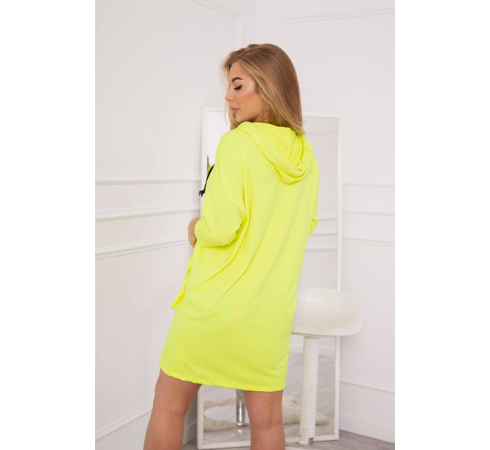 Šaty s kapucí žluté neonové