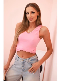 Top dámský bavlněný na ramínkách s výstřihem do V světle růžový